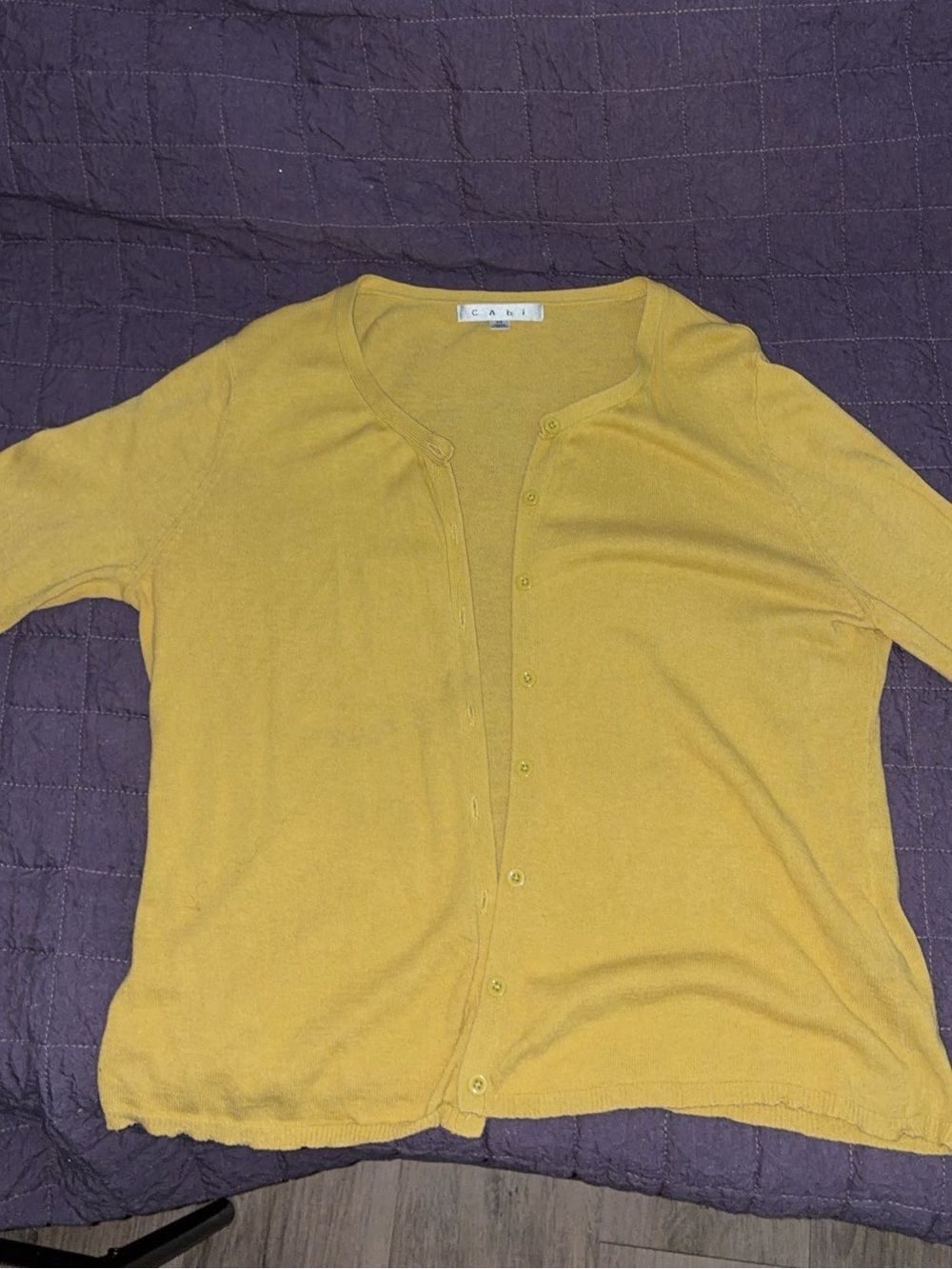 CAbi Mustard Yellow Lightweight Button-Front Cardigan